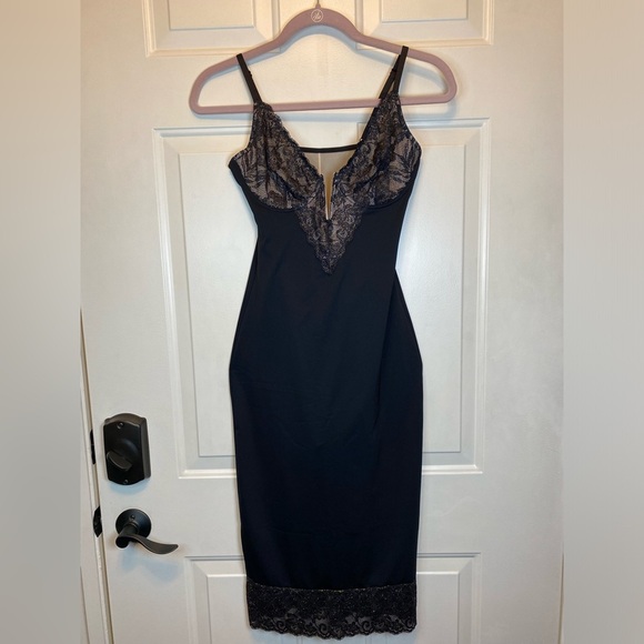 Popilush Lace Corset V Neck Shapewear Tummy Control Midi Dress Sz XS - Picture 1 of 15